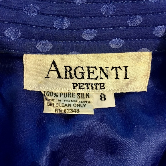 ARGENTI Royal blue 100% silk faux wrap dress - Picture 7 of 7